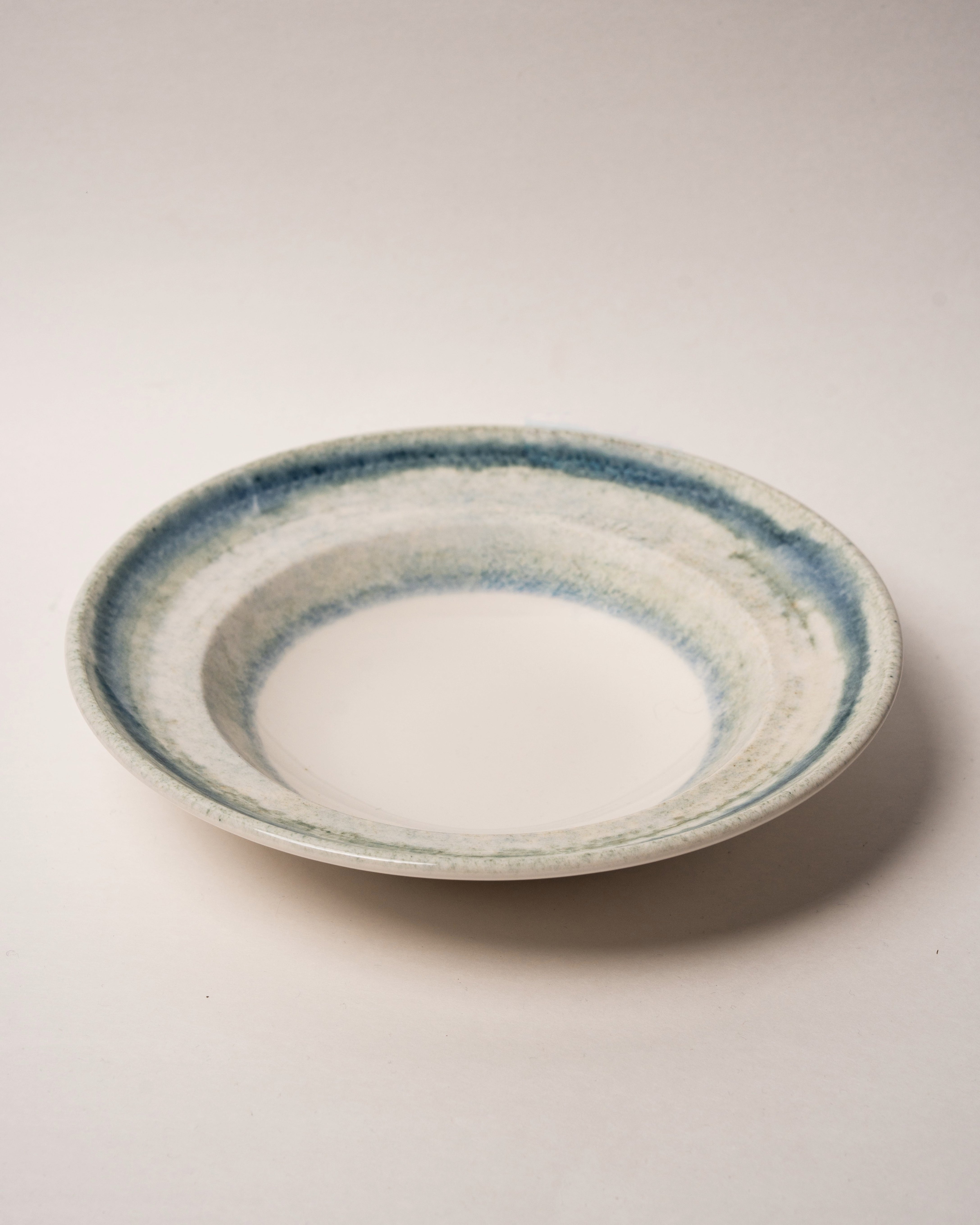 Atlantis porcelain bistro bowl, blue rim glaze, 9.4 inch