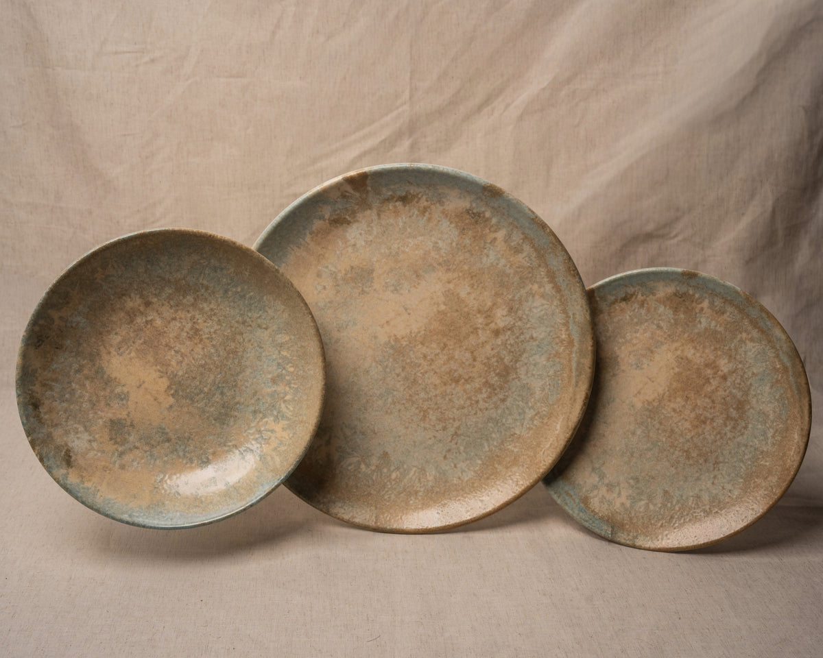 Aurelia porcelain plate and bowl nested, showing glaze texture
