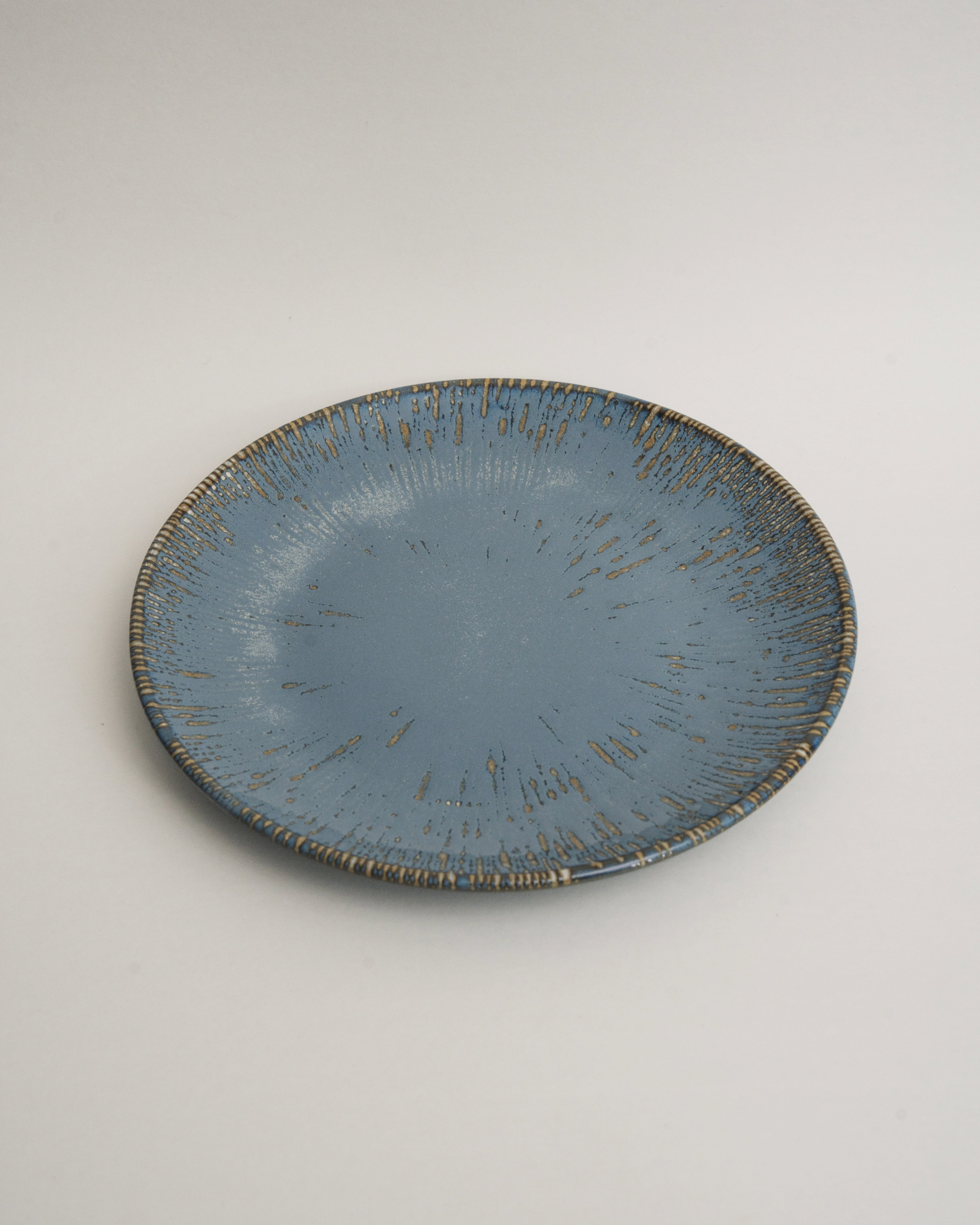 Colosseum Aqua porcelain dinner plate, blue glaze with gold rim, 10.6 inch