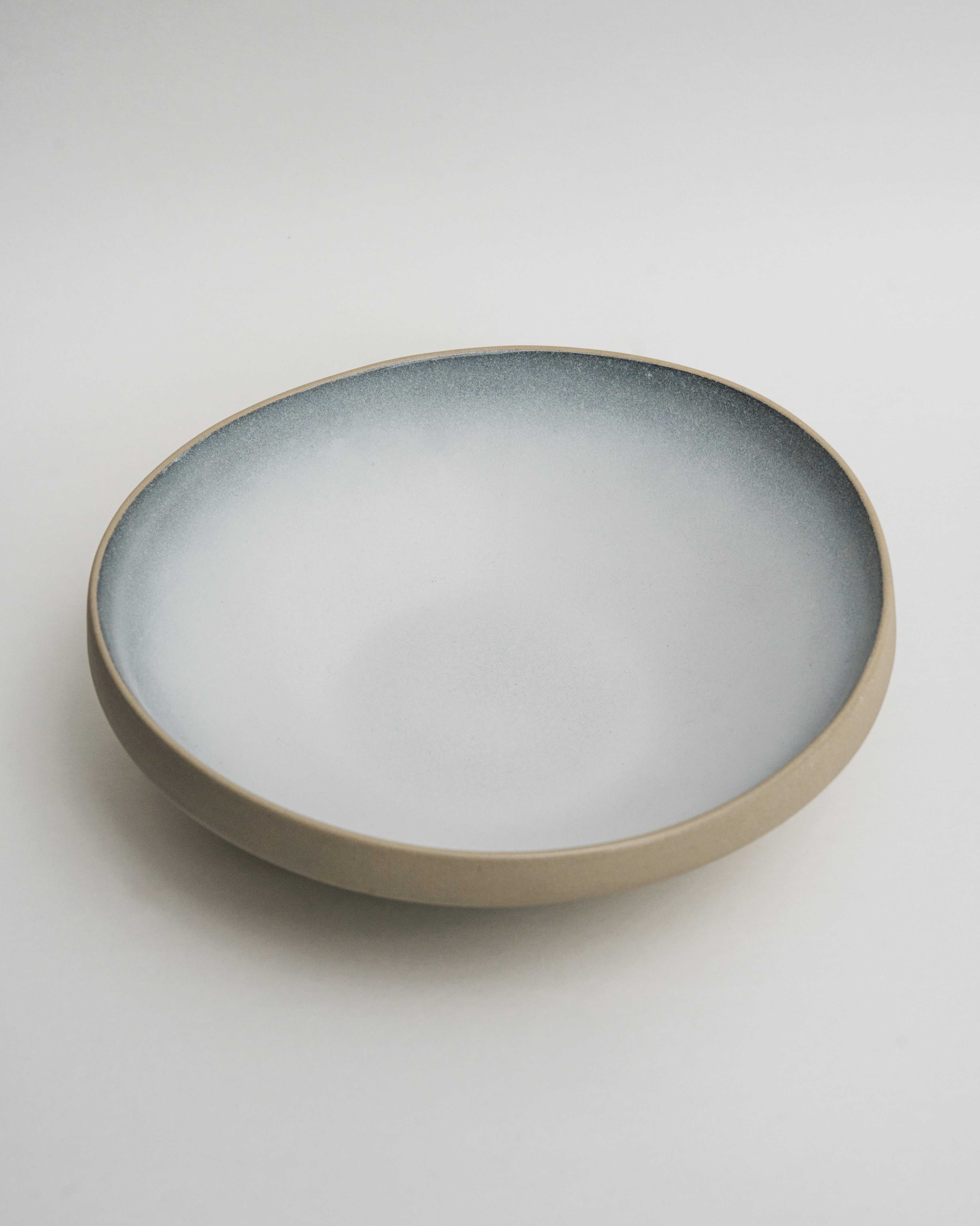 Crater porcelain bistro bowl, stone-toned exterior with white interior, 10.6 inch