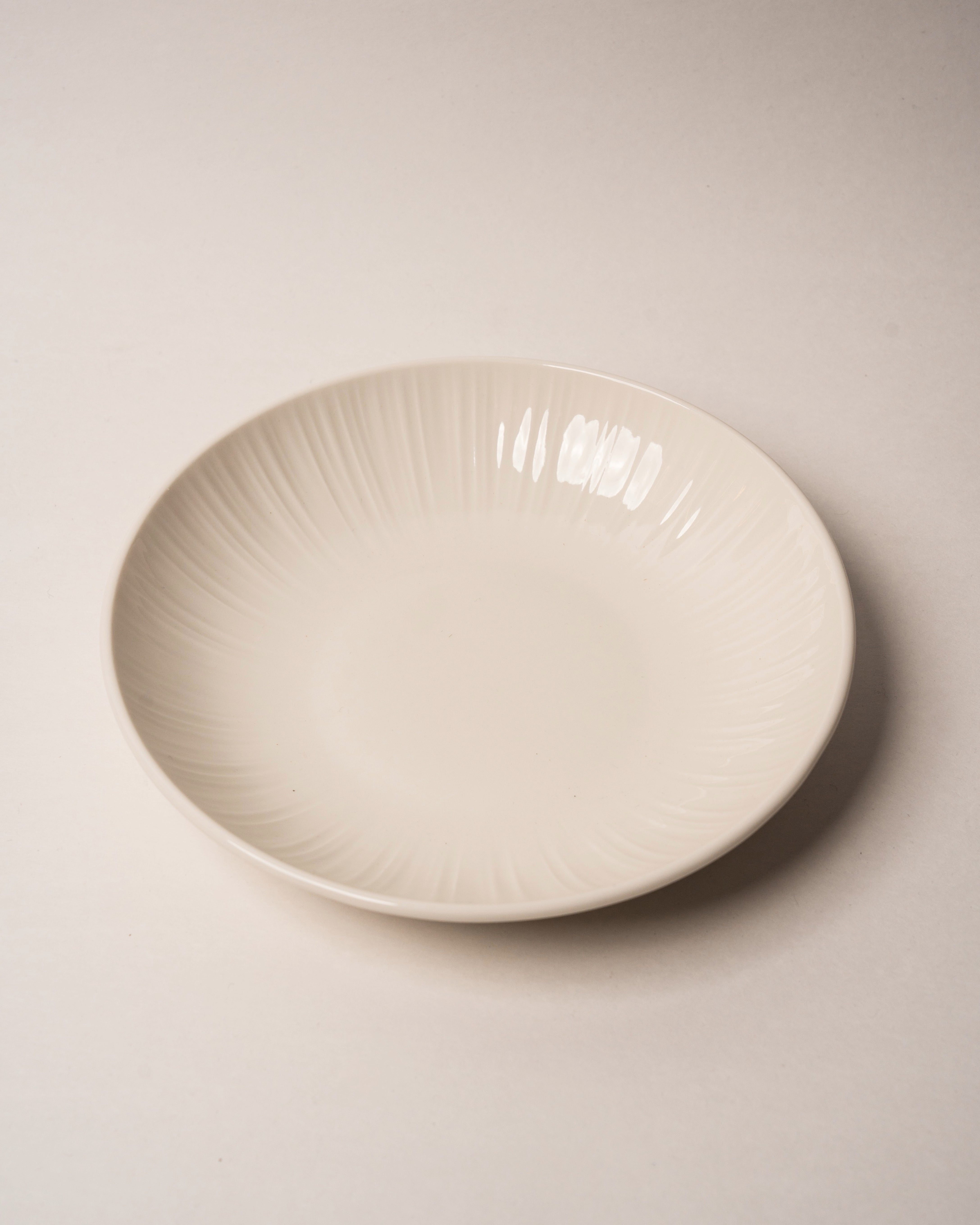 Iris porcelain bistro bowl, matte cream finish with fluted rim, 9.1 inch