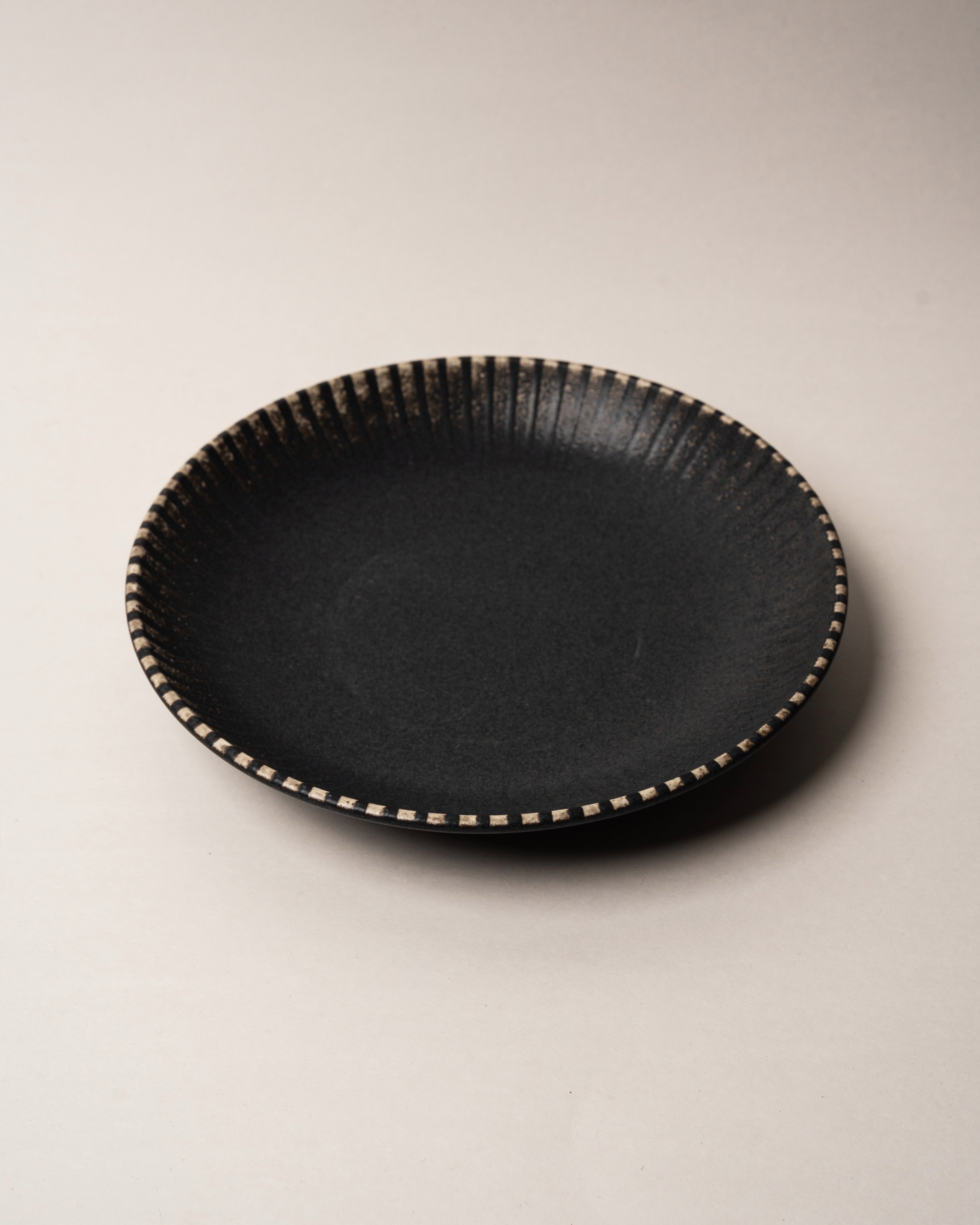 Obsidian porcelain bistro bowl, matte black glaze with beaded rim, 9.8 inch