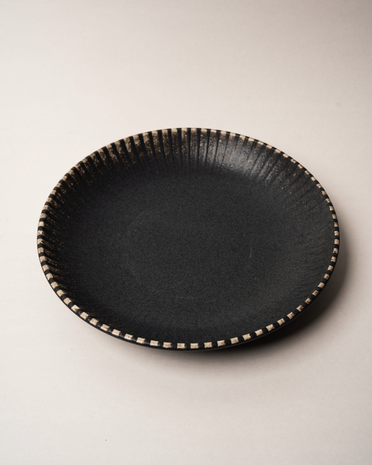 Obsidian porcelain bistro bowl, matte black glaze with beaded rim, 9.8 inch
