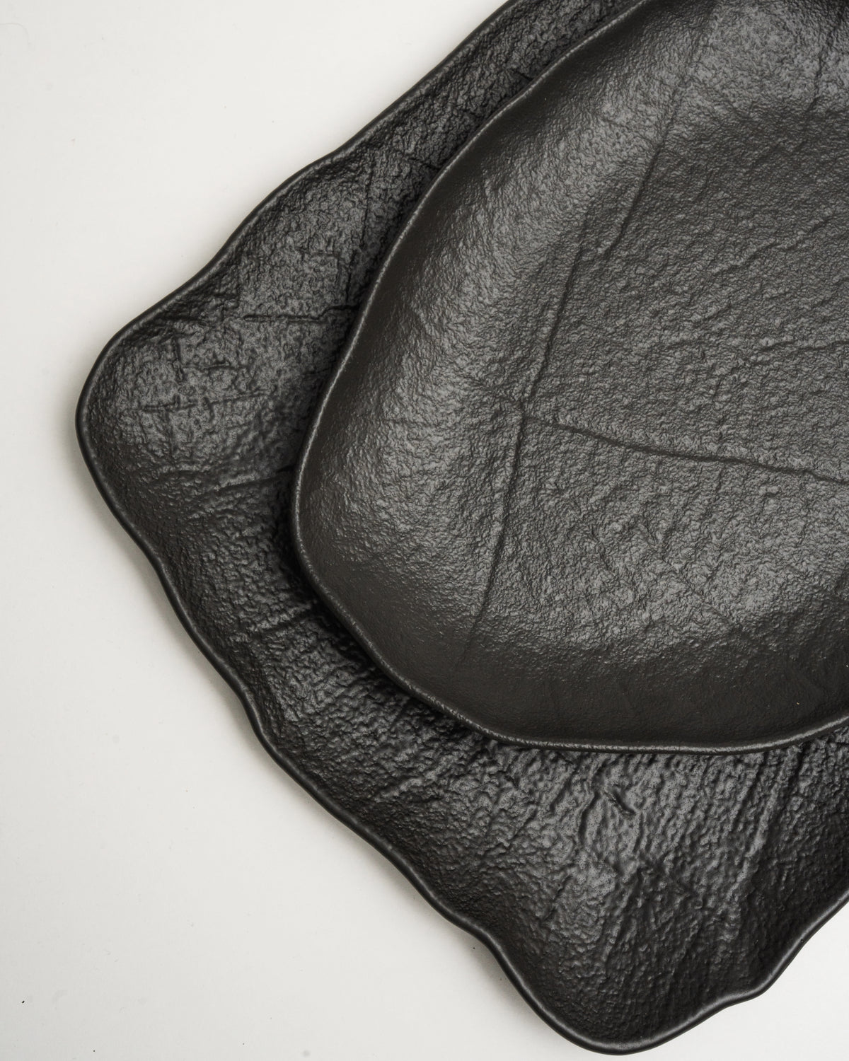 Overhead view of Shade porcelain platter, full shape visible