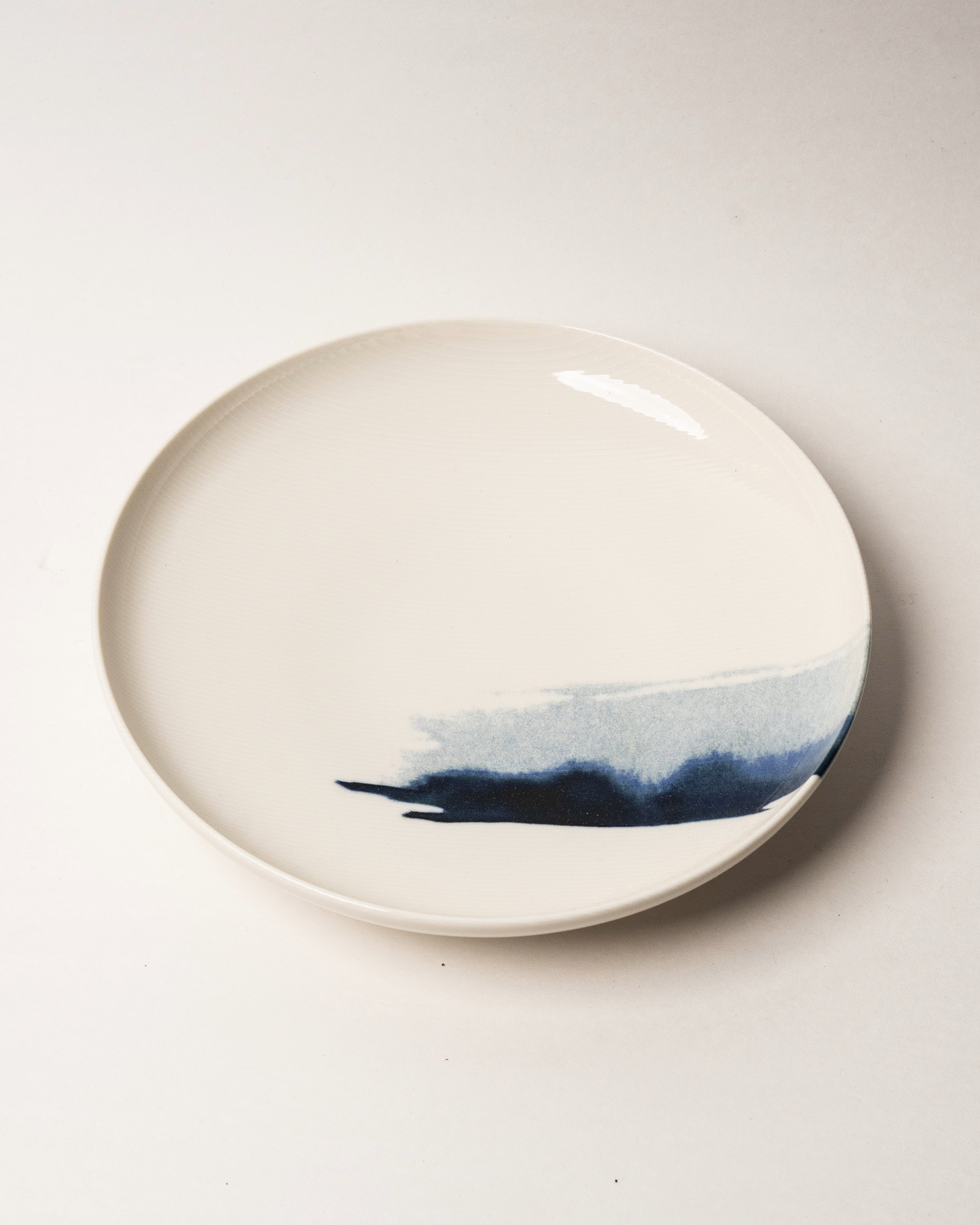 The Wave porcelain bistro bowl, blue brushstroke wave pattern, 9.8 inch